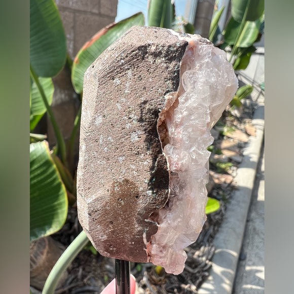 Quartz Crystal with Pink Amethyst and Calcite Inclusions - Picture 6 of 11